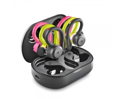 NGS Artica Jogger Auriculares Deportivos Bluetooth 5.3 TWS - Incluye 3 Sujeciones de Silicona de Diferentes Colores - Manos Libres - Autonomia hasta 10h - Base de Carga - Resistencia IPX7