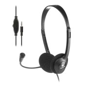NGS Auriculares con Cable para Portatil - Microfono Ajustable - Diadema Ajustable - Control de Volumen - Conexion de Audio de 3.5mm - Color Negro
