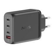 NGS Bud 140W Cargador GaN Universal de Pared 140W Ultrarapido - 3x USB-C PD & PPS, 1x USB-A QC 3.0 - Color Negro