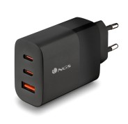 NGS Bud 65W Cargador GaN Universal de Pared 65W Ultrarapido - 2x USB-C PD & PPS, 1x USB-A QC 3.0 - Color Negro