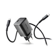 NGS Bud 65W Cargador GaN Universal de Pared 65W Ultrarapido - USB-C PD & PPS - Cable USB-C 1.5m - Color Negro