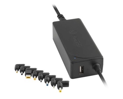 NGS Cargador Universal Automatico para Portatil 90W - 9 Adaptadores - 1x USB 2.0 - Voltaje 15-20V - Indicador LED