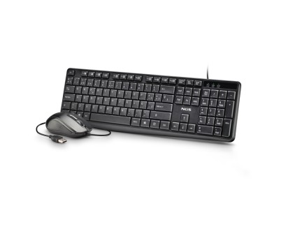 NGS Cocoa Kit V2 Combo Teclado + Raton USB - Teclado Multimedia - Raton 1000dpi 3 Botones - Uso Ambidiestro - Color Negro