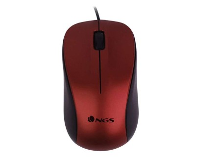 NGS Crew Raton USB 1200dpi - 3 Botones - Uso Ambidiestro - Cable de 1.30m - Color Rojo/Negro