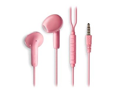 NGS CROSS FLIP Auriculares Intraurales con Microfono - Jack 3,5mm - Boton Multifuncion - Color Rosa