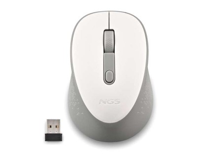 NGS Dew White Raton Inalambrico USB 1600dpi - 3 Botones - Uso Diestro - Color Blanco/Gris
