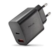 NGS ERA 20W Cargador de Pared Ultrarrapido GaN - 1 USB-C y 1 USB-A - Color Negro