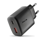 NGS ERA 45W Cargador de Pared Ultrarrapido GaN - 1 USB-C y 1 USB-A - Color Negro