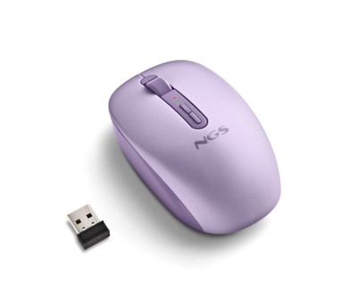 NGS Fog Dual Raton Inalambrico 1600 dpi - Bluetooth 5.2 y 2.4 GHz - 3 Botones - Silencioso - Color Purpura
