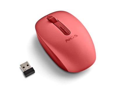 NGS Fog Dual Raton Inalambrico 1600 dpi - Bluetooth 5.2 y 2.4 GHz - 3 Botones - Silencioso - Color Rojo