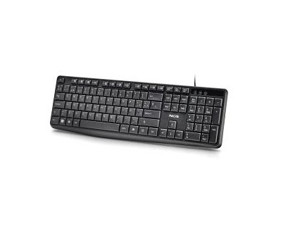 NGS Funky V4 Teclado USB - 12 Teclas Multimedia FN - Teclas de Membrana Silenciosas - Diseno Resistente a Salpicaduras con Tratamiento Antidesgaste - Patas Plegables para Inclinacion Ajustable - Cable 1.5m - Color Negro