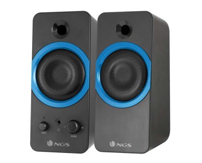 NGS GSX-200 Altavoces USB 2.0 20W - Supergraves - Conexion Jack 3.5mm - Controles en Altavoz - Color Negro/Azul