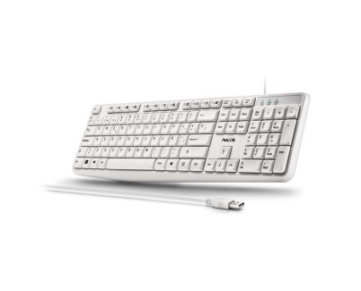 NGS Heritage Teclado USB - 12 Teclas Multimedia - Conexion USB-A - Ajuste de Inclinacion - Color Blanco