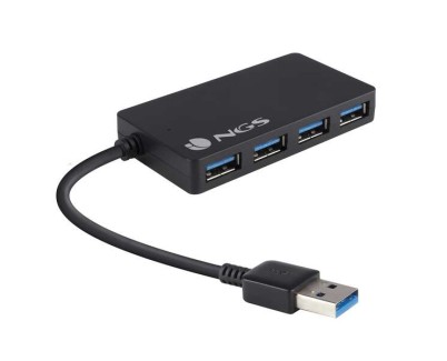 NGS Hub 4 Puertos USB 3.0 - Velocidad hasta 4.80GB/s - Color Negro