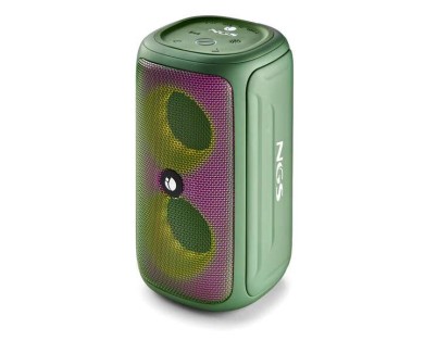 NGS Roller Beast Altavoz Bluetooth 32W TWS - Iluminacion RGB - Autonomia hasta 30h - Resistencia al Agua IPX5 - Correa de Transporte - Color Verde