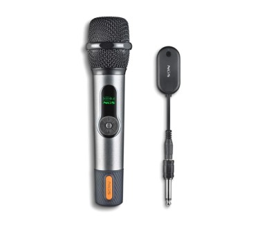 NGS SingerStar Microfono Inalambrico Vocal - Tipo Dinamico - Sonido Potente y Claro - Entrada Jack 3.5 y Adaptador Jack 6.3 - Alcance hasta 15m - Autonomia hasta 30h - Color Negro
