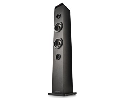 NGS Sky Charm Pro Torre de Sonido Bluetooth 50W - USB, Radio FM, Aux In y Entrada Optica - Funcion Broadcasting - Madera de Alta Calidad - Color Negro
