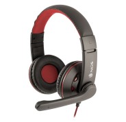 NGS Vox420 DJ Auriculares con Microfono - Microfono Plegable - Almohadillas Acolchadas - Diadema Ajustable - Control en Cable - Cable de 1.80m - Color Negro/Rojo