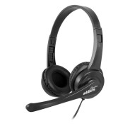 NGS Vox505 Auriculares USB con Microfono - Microfono Plegable - Almohadillas Acolchadas - Diadema Ajustable - Control en Cable - Cable de 1.80m - Color Negro
