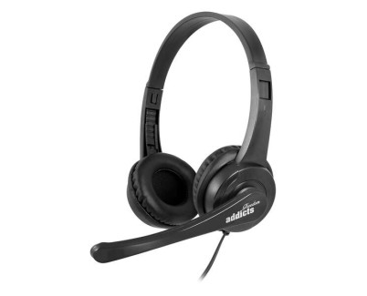 NGS Vox505 Auriculares USB con Microfono - Microfono Plegable - Almohadillas Acolchadas - Diadema Ajustable - Control en Cable - Cable de 1.80m - Color Negro