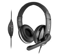 NGS Vox800 Auriculares USB con Microfono - Microfono Plegable - Almohadillas Acolchadas - Diadema Ajustable - Control en Cable - Cable de 1.80m - Color Negro