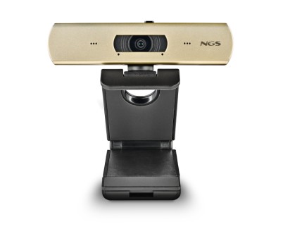 NGS XpressCam 4000 Webcam 4K USB 2.0 - 30 FPS - Filtro de Privacidad - Microfono Multidireccional - Cable de 1.50m - Color Negra/Dorada