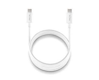 NGS ZYRO 60W-1 Cable USB-C a USB-C - Cargar Rapida - 480 Mbps - 15W - 1 Metro - Color Blanco