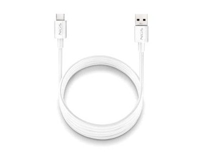 NGS ZYRO-AC Cable USB-C a USB-A - Cargar Rapida - 480 Mbps - 15W - 1 Metro - Color Blanco