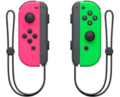 Nintendo Set de 2 Mandos Joy-Con Izquierdo/Derecho para Nintendo Switch - Autonomia hasta 20h - Vibracion HD - Sensor de Movimiento y Acelerometro - Boton de Captura - Sensor NFC para Amiibo - Camara Infrarroja - Color Rosa y Verde Neon