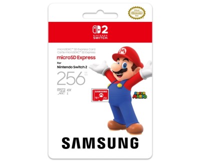 Nintendo Tarjeta Micro SD Samsung para Consola Nintendo Switch 2 - Capacidad 256Gb - Logotipo de Mario Bros - Velocidades Rapidas y Estables - Rendimiento Optimizado - Color Rojo