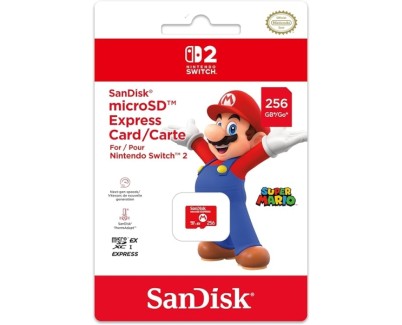 Nintendo Tarjeta Micro SD Sandisk para Consola Nintendo Switch 2 - Capacidad 256Gb - Logotipo de Mario Bros - Velocidades Rapidas y Estables - Rendimiento Optimizado - Color Rojo