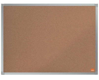 Nobo Essence Tablero de Anuncios de Corcho 600x450mm - Montaje en Esquinas - Superficie de Corcho - Marco de Aluminio Anodizado - Color Natural