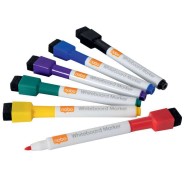Nobo Mini Rotulador Pizarra Blanca con Tapa Borrador Magnetica - 6 Colores Surtidos - Punta Fina 2mm - Destaca en Pizarras Blancas