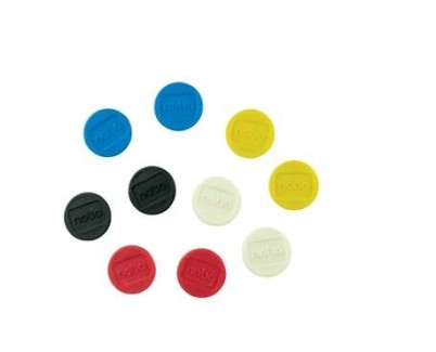 Nobo Pack de 10 Imanes Magneticos para Pizarra Blanca - 24mm - Colores Surtidos
