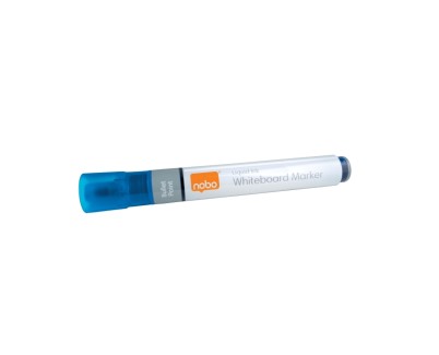Nobo Pack de 10 Rotuladores para Pizarra Blanca - Punta Redonda 3mm - Tinta Liquida - Ventana para Ver el Nivel de Tinta - Color Azul