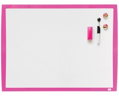 Nobo Pizarra Blanca Magnetica 585x430mm - Incluye Mini Rotulador de Pizarra, Imanes Estampados y Borrador - Color Fucsia