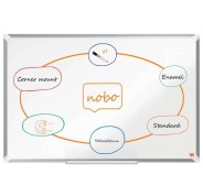Nobo Premium Plus Pizarra Magnetica de Acero Vitrificado 900x600mm - Montaje en Esquinas - Superficie de Borrado Superior - Color Blanco