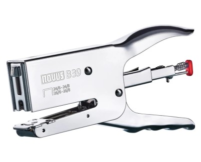 Novus B 39 Grapadora Metalica de Tenaza - Hasta 50 Hojas - Grapado Cerrado y Abierto - Color Cromado