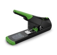 Novus B 50 re+new Grapadora de Gruesos - Fabricada con Plastico Reciclado - Hasta 140 Hojas - Grapado Cerrado con Sistema Bypass - Color Negro/Verde