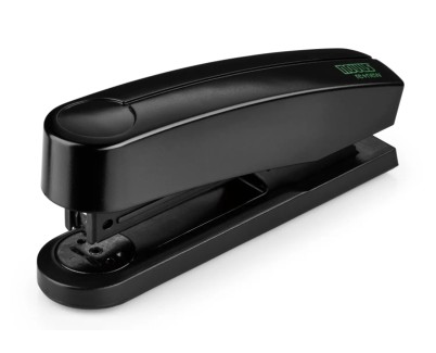 Novus B2 re+new Grapadora de Sobremesa - Fabricada con Plastico Reciclado - Hasta 25 Hojas - Grapado Abierto, Cerrado y Clavado - Incluye 200 Grapas - Color Negro