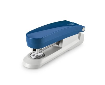 Novus Evolution E 20 Grapadora de Sobremesa + Caja de 200 Grapas 24/6 - Hasta 20 Hojas - Grapado Cerrado, Abierto y Clavado - Color Azul/Gris Claro