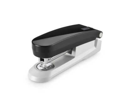 Novus Evolution E 20 Grapadora de Sobremesa + Caja de 200 Grapas 24/6 - Hasta 20 Hojas - Grapado Cerrado, Abierto y Clavado - Color Negro/Gris Claro