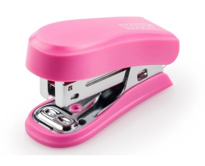Novus Mini Grapadora Compacta - Hasta 12 Hojas - Grapado Cerrado y Abierto - Incluye 320 Grapas - Color Rosa