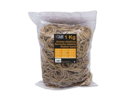 Office Bolsa de 1kg de Gomas Elasticas 100mm - Alta Calidad - Color Marron