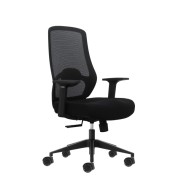 Oqonos Cherg 001 Silla de Oficina Ergonomica con Soporte Lumbar Ajustable en Altura y Profundidad, Respaldo de Malla Transpirable, Reposabrazos Fijos, Asiento Ergonomico Moldeado y Ruedas de Silicona - Negro