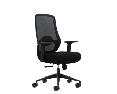 Oqonos Cherg 001 Silla de Oficina Ergonomica con Soporte Lumbar Ajustable en Altura y Profundidad, Respaldo de Malla Transpirable, Reposabrazos Fijos, Asiento Ergonomico Moldeado y Ruedas de Silicona - Negro
