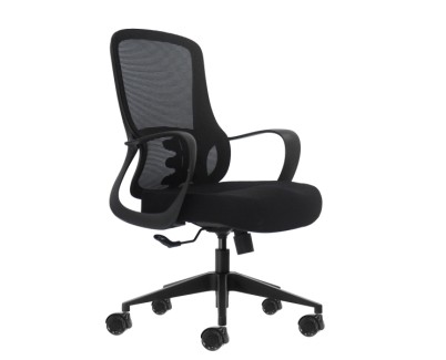 Oqonos Cherg 006 Silla de Oficina Ergonomica con Respaldo de Malla Transpirable, Piston de Gas Clase 4, Soporte Lumbar, Reposabrazos Fijos, Asiento Ergonomico Moldeado y Ruedas de Silicona - Negro