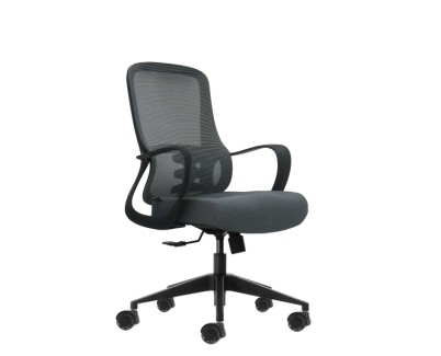Oqonos Cherg 007 Silla de Oficina Ergonomica con Respaldo de Malla Transpirable, Piston de Gas Clase 4, Soporte Lumbar, Reposabrazos Fijos, Asiento Ergonomico Moldeado y Ruedas de Silicona - Gris con Estructura Negra