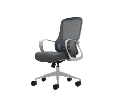 Oqonos Cherg 009 Silla de Oficina Ergonomica con Respaldo de Malla Transpirable, Piston de Gas Clase 4, Soporte Lumbar, Reposabrazos Fijos, Asiento Ergonomico Moldeado y Ruedas de Silicona - Gris