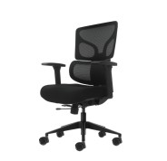 Oqonos Cherg 012 Silla de Oficina Ergonomica con Respaldo y Asiento de Malla Elastica, Reposabrazos 4D, Asiento Deslizable Ergonomico Moldeado y Ruedas de Silicona - Negro